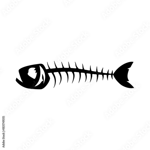 Fish skeleton silhouette. Vector illustration.