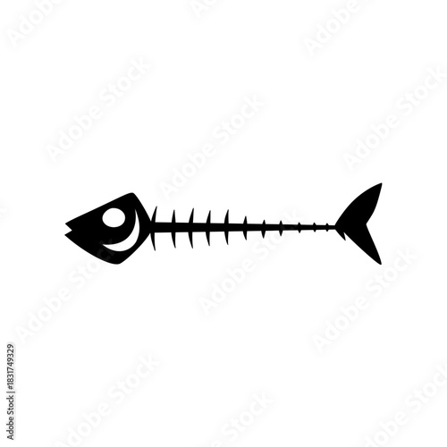 Fish skeleton silhouette. Vector illustration.