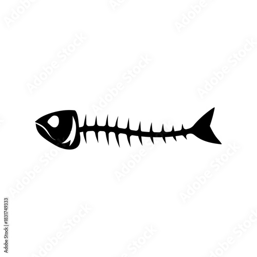 Fish skeleton silhouette. Vector illustration.