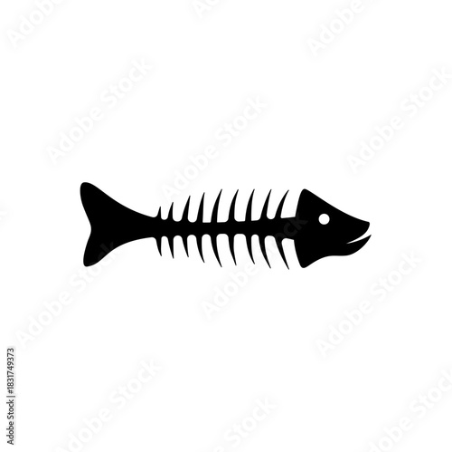 Fish skeleton silhouette. Vector illustration.