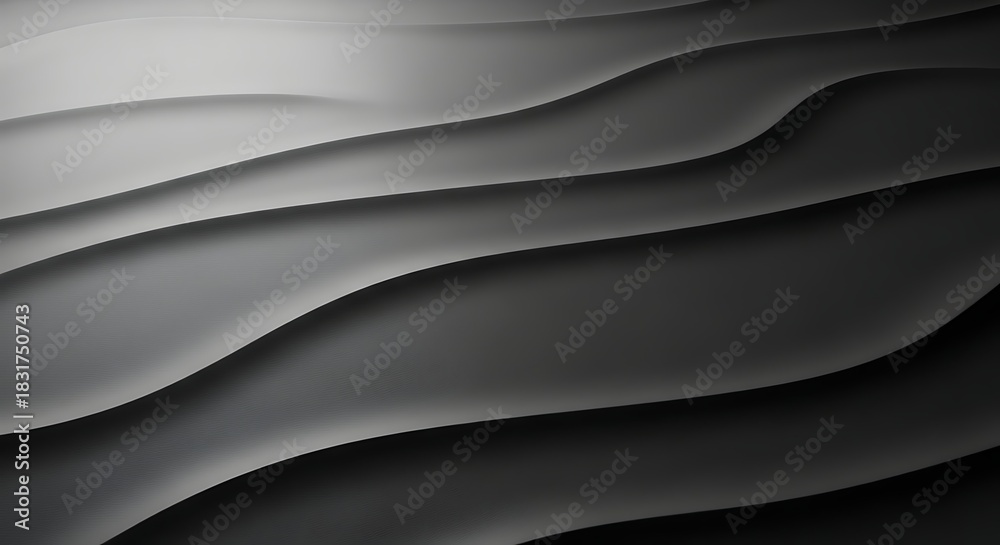 Obraz premium Monochromatic Wavy Surface with Light and Shadow abstract