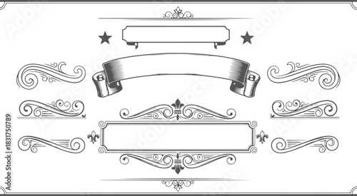 western themed banner design Vector black & white. eps