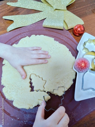 Christmas Cookies. Cookie Preparation, cutting