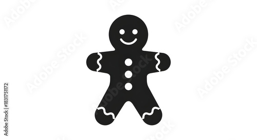 Gingerbread man character silhouette with a smile, isolated icon design