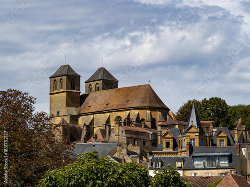 View of the church of Saint Pierre in Gourdon, a village in the Lot department, in southern France
