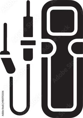 Vector illustration of a professional multimeter with two probes for precise electrical circuit testing.