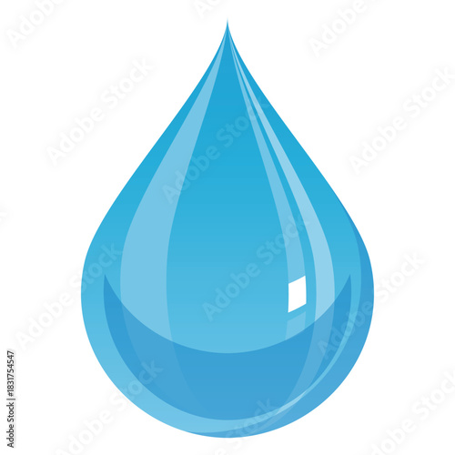 光沢のある一粒の水滴のシンプルなベクターイラスト 雫のアイコン