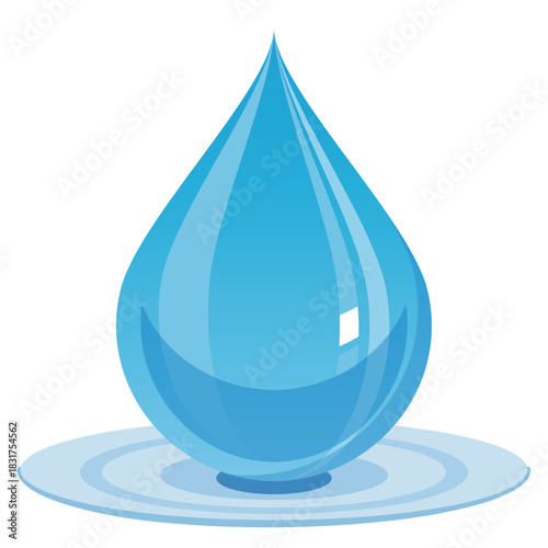 水面に広がる波紋と落ちる水滴のシンプルなベクターイラスト