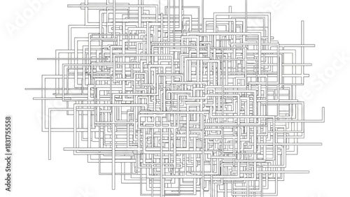 Dynamic abstract grid of interconnected lines forming a complex technological web, illustrating concepts of data flow, network architecture, and digital systems