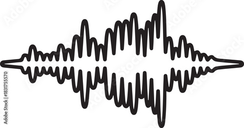 <Vertical sound wave vector illustration representing audio visualization or music frequency isolated on black background>