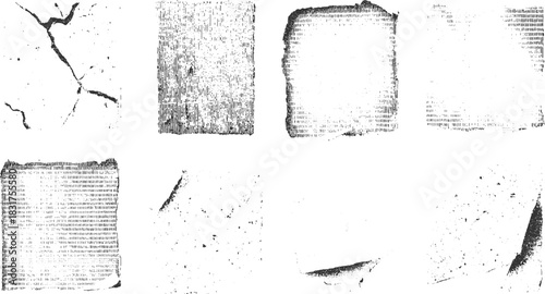 Collection of eight abstract black and white grunge textures and patterns vector