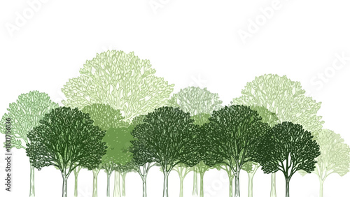 Abstract Lush Forest Canopy with Vibrant Green Tones, Artistic Woodland Scene