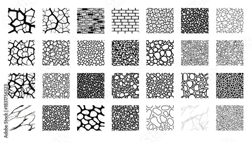 Diverse Collection of Organic and Abstract Textures Cracked Earth, Stone, and Cellular Patterns