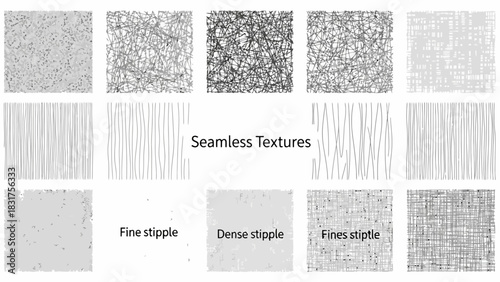 Seamless Stipple Textures Fine, Dense, and Varied Line Patterns