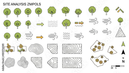 Architectural Site Analysis Symbols and Graphic Elements for Design Planning
