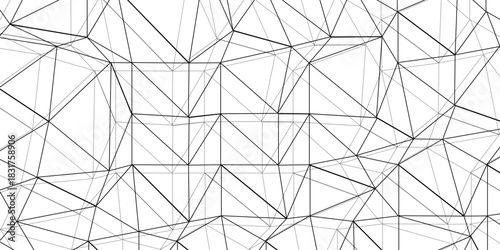 Abstract line background. abstract black lines with white background. Abstract triangle lowpoly lines, polygonal line seamless pattern. Gray and white geometric background with low poly triangle
