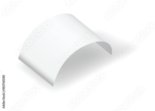 Blank payment check and receipts with shadow. Curved financial paper, purchase invoice. Buying, bill or calculate pay. Receipt the seller form