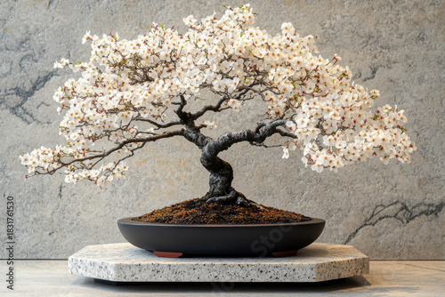 Minimalist Arrangement Featuring Cherry Blossom Bonsai Tree