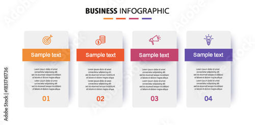 Business infographic template with 4 options or steps. Can be used for workflow layout, diagram, annual report, web design	
