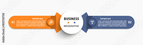 Vector infographic template with icons and 2 options or steps. Can be used for process diagram, presentations, workflow layout, flow chart, info graph