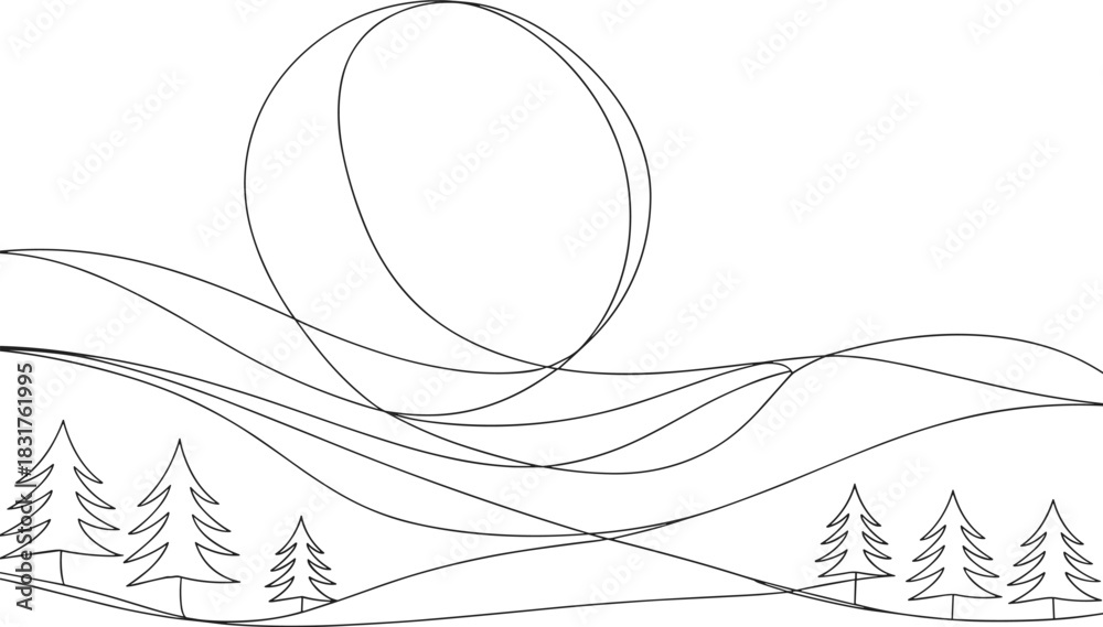 Fototapeta premium Vector illustration of a vintage black Christmas tree sketch drawing, perfect for holiday card frame art and winter nature decoration