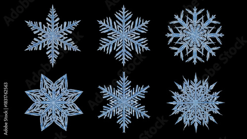 Elegant snowflakes shimmering on black, perfect for winter cards, festive banners, and eye-catching holiday designs to bring seasonal cheer