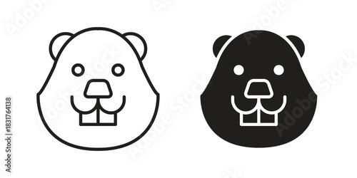 Beaver icon template color editable. for graphic and web design.