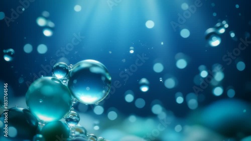 Wallpaper Mural Abstract Water Bubbles Floating Under Water in Blue Light Environment Torontodigital.ca