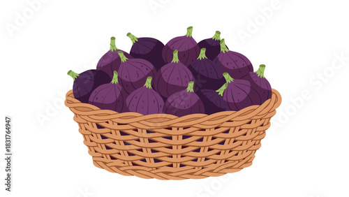 Fresh figs overflowing from rustic wicker basket, perfect for healthy recipes, summer picnics, and vibrant food presentations