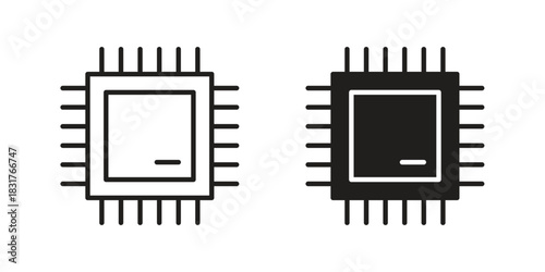 Computer microchip icon template color editable. for graphic and web design.