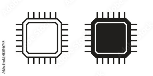 Computer microprocessor icon template color editable. for graphic and web design.