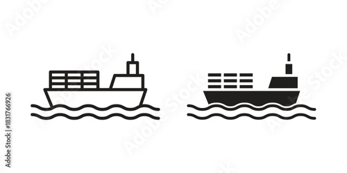 Container ship icon template color editable. for graphic and web design.