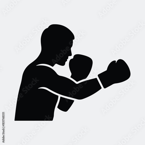 Silhouette of boxer practicing punches training vector illustration