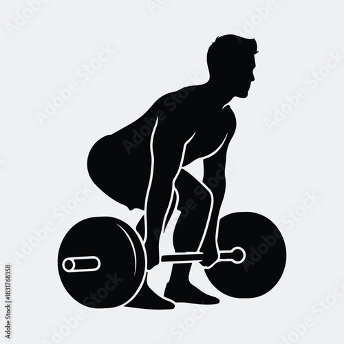 Silhouette of bodybuilder doing a deadlift exercise vector illustration
