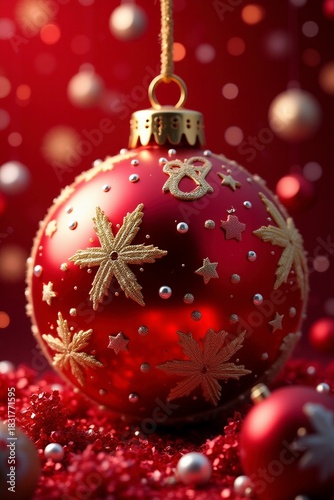 Bolas de navidad, Imagen navideña con decoración festiva, árbol de Navidad, luces cálidas y ambiente acogedor. Diseño ideal para felicitaciones, tarjetas de Navidad, invitaciones y proyectos creativos