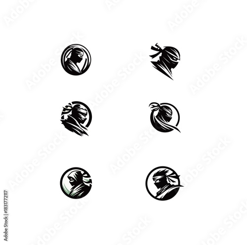 Six unique designs Ninja theme Artistic style Logo format
