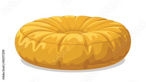 Golden yellow plush donut shaped pillow creating cozy vibe for stylish interior design projects and comfortable lifestyle promotions