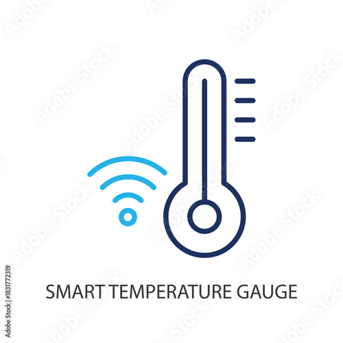 Smart temperature gauge thin line icons. Original vector illustration.