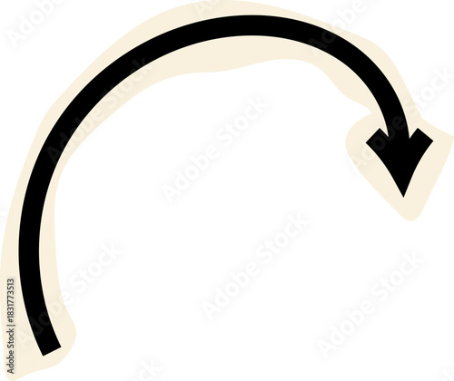 Spiral arrow doodle, collage cutout wavy twist minimal squiggly line. Curve comic turn way cut out direction. Playful quirky simple free hand elements. 