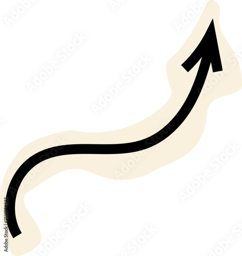 Spiral arrow doodle, collage cutout wavy twist minimal squiggly line. Curve comic turn way cut out direction. Playful quirky simple free hand elements. 