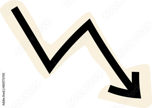 Spiral arrow doodle, collage cutout wavy twist minimal squiggly line. Curve comic turn way cut out direction. Playful quirky simple free hand elements. 