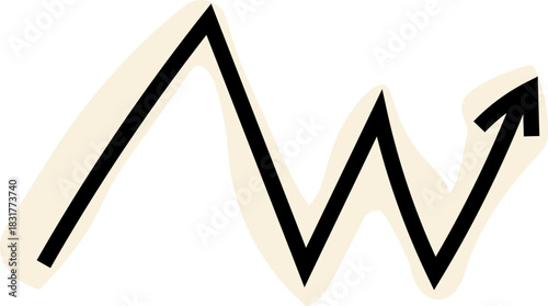 Spiral arrow doodle, collage cutout wavy twist minimal squiggly line. Curve comic turn way cut out direction. Playful quirky simple free hand elements. 