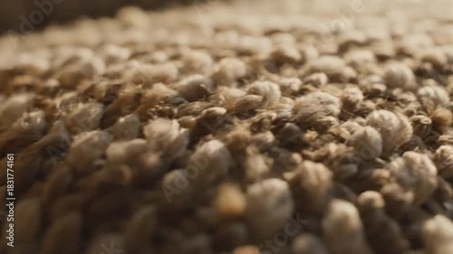 Wallpaper Mural Closeup of textured fluffy beige carpet fibers Torontodigital.ca