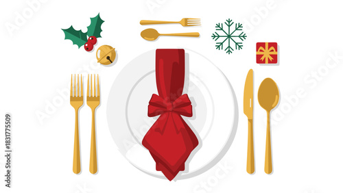 Celebrate the holidays with festive Christmas dinnerware on a crisp white background for joyful seasonal gatherings and family meals