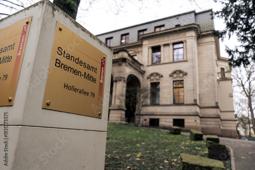 Photography The Civil Registry Office (Standesamt) Bremen Mitte, located on Hollerallee, Germany, featuring its exterior architecture
