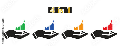 Hand Holding Financial Growth Bar Graph, Conceptual image for investment success and increasing profit