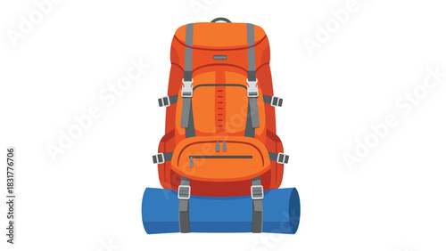 Orange hiking backpack and blue sleeping mat, perfect for camping, backpacking, and exploring the great outdoors