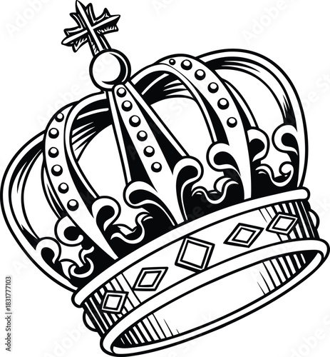 Elegant vector crown illustration, royal monarchy symbol  (60)