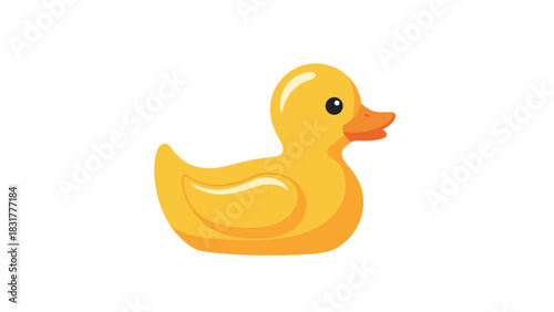 Adorable yellow rubber ducky ready for bath time fun or playful illustrations for kid's content and toy store promotions