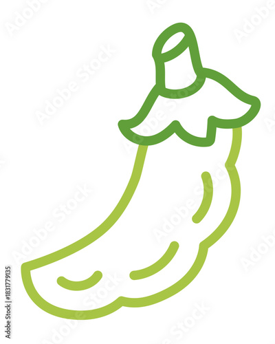 Green peas vegetable line art with bold color outline. Easy coloring page for little children. Cute isolated vector image for educational books, games or creative learning activity